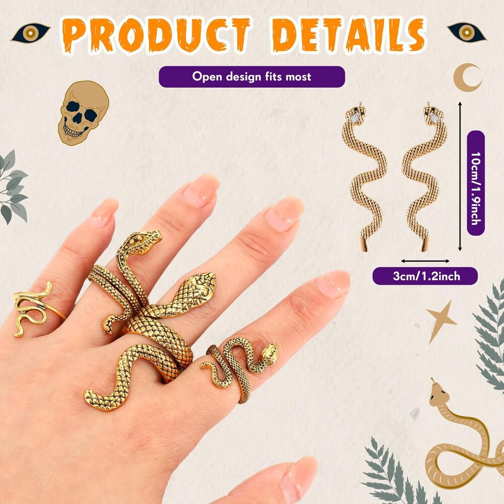 8774 9 Pcs Halloween Medusa Costume Accessoriess Women, Medusa View 5